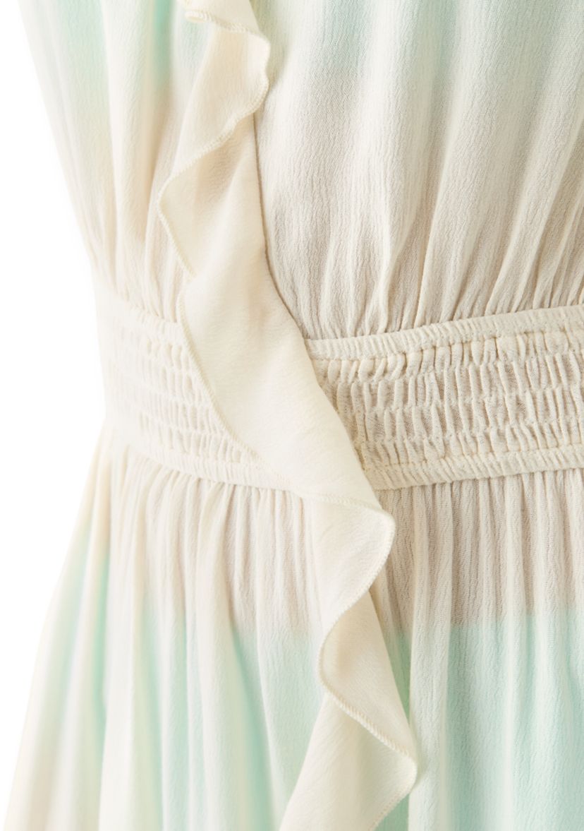 Ruffle Smocked Solid Swim Cover Up