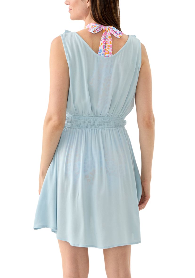Ruffle Smocked Solid Swim Coverup 