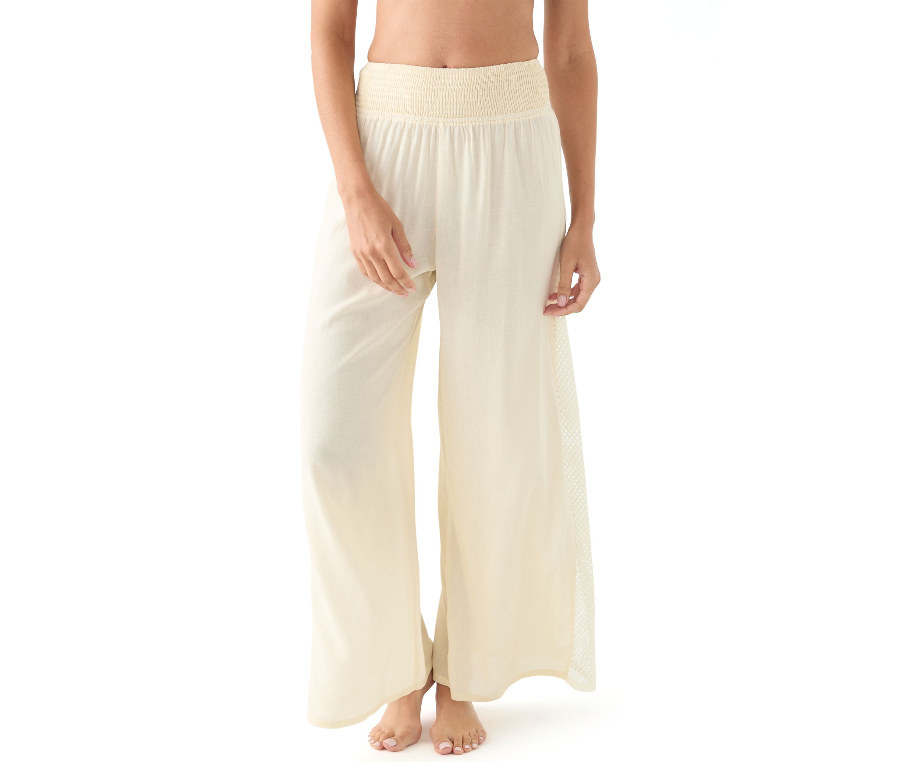 Womens Elastic Waist Wide Leg Pants