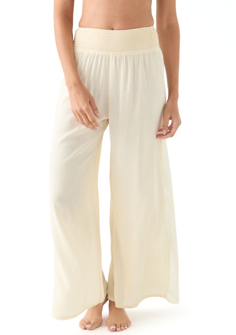 Womens Elastic Waist Wide Leg Pants
