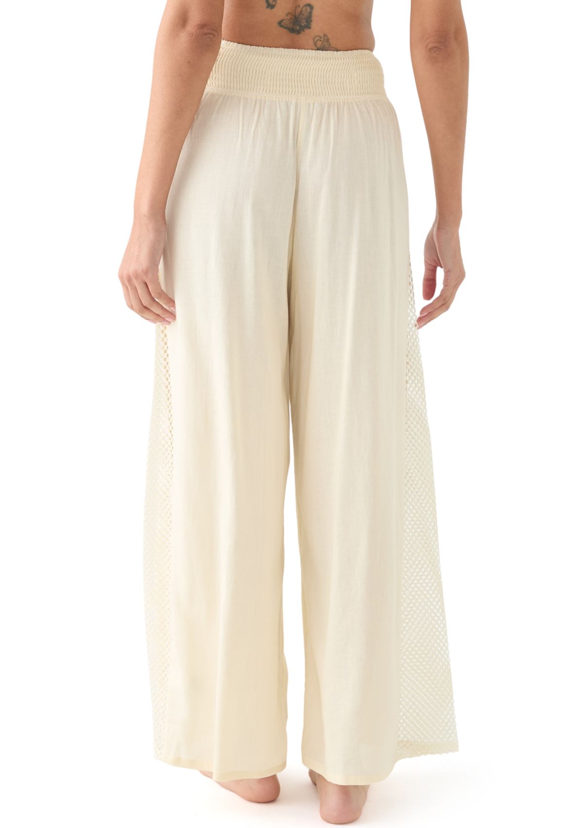 Womens Elastic Waist Wide Leg Pants