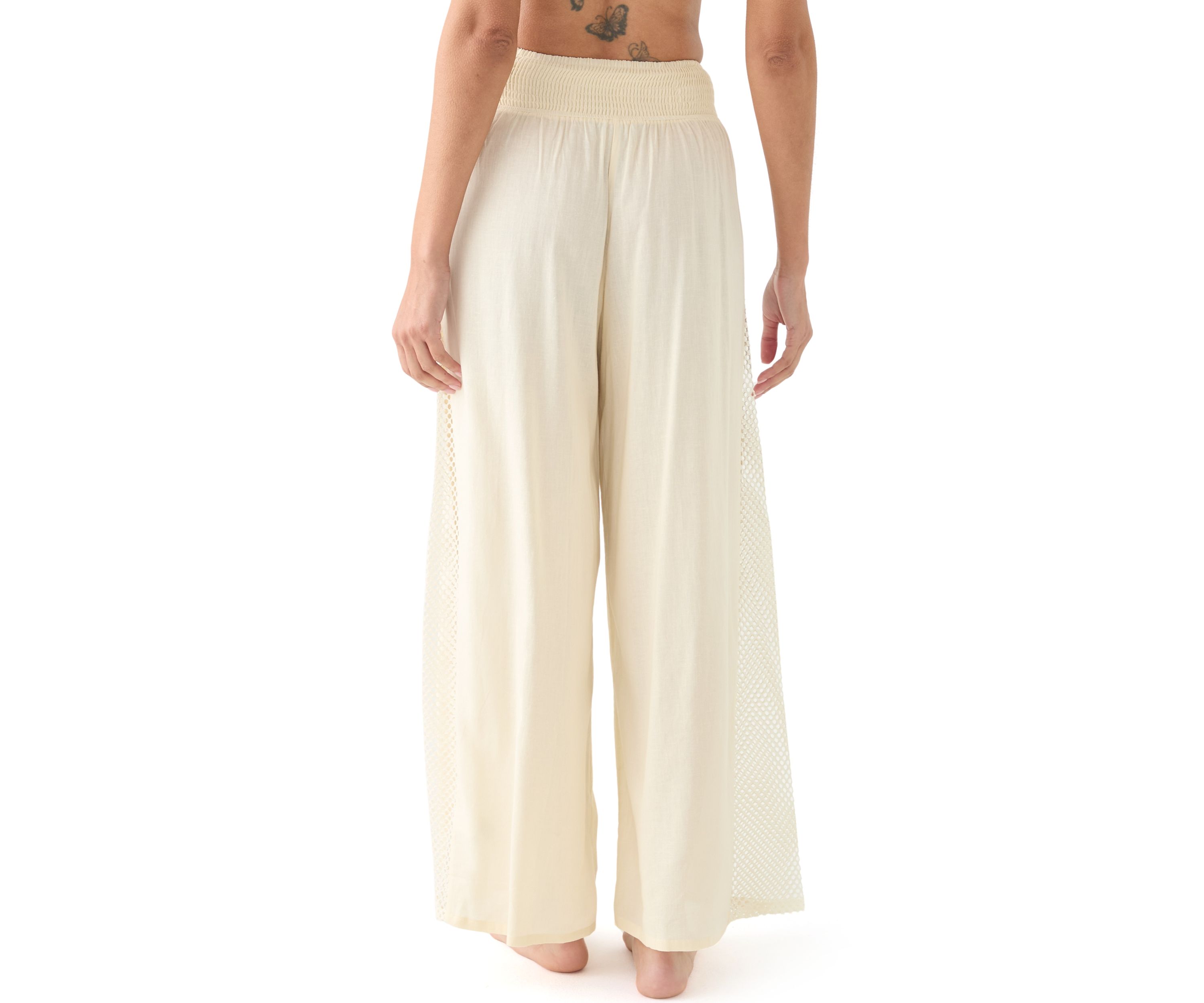 Womens Elastic Waist Wide Leg Pants