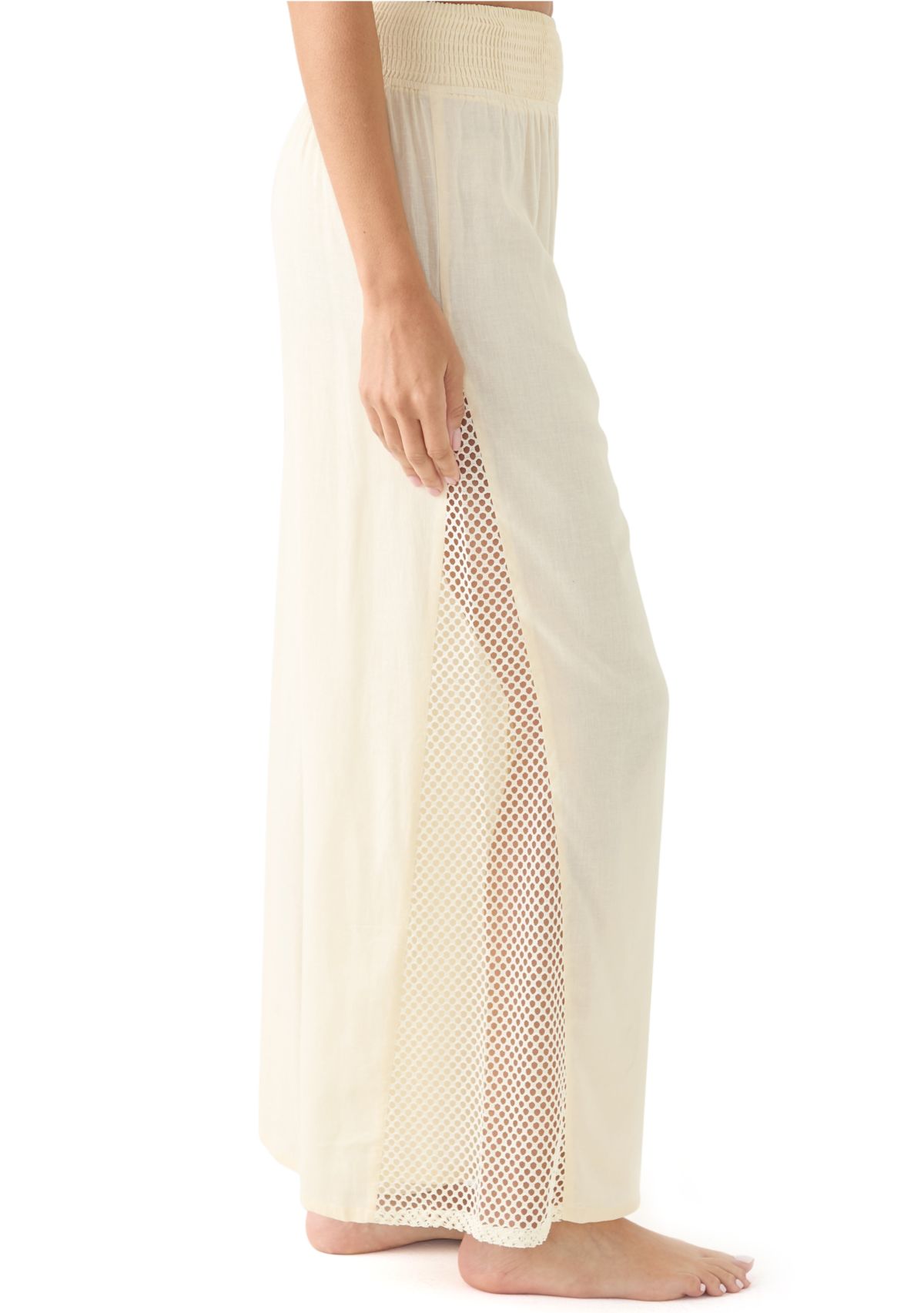 Womens Elastic Waist Wide Leg Pants