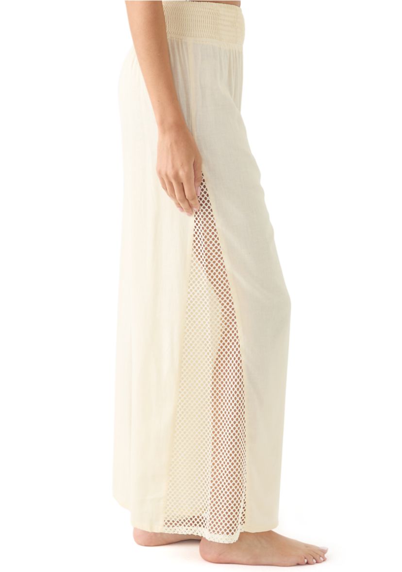Womens Elastic Waist Wide Leg Pants