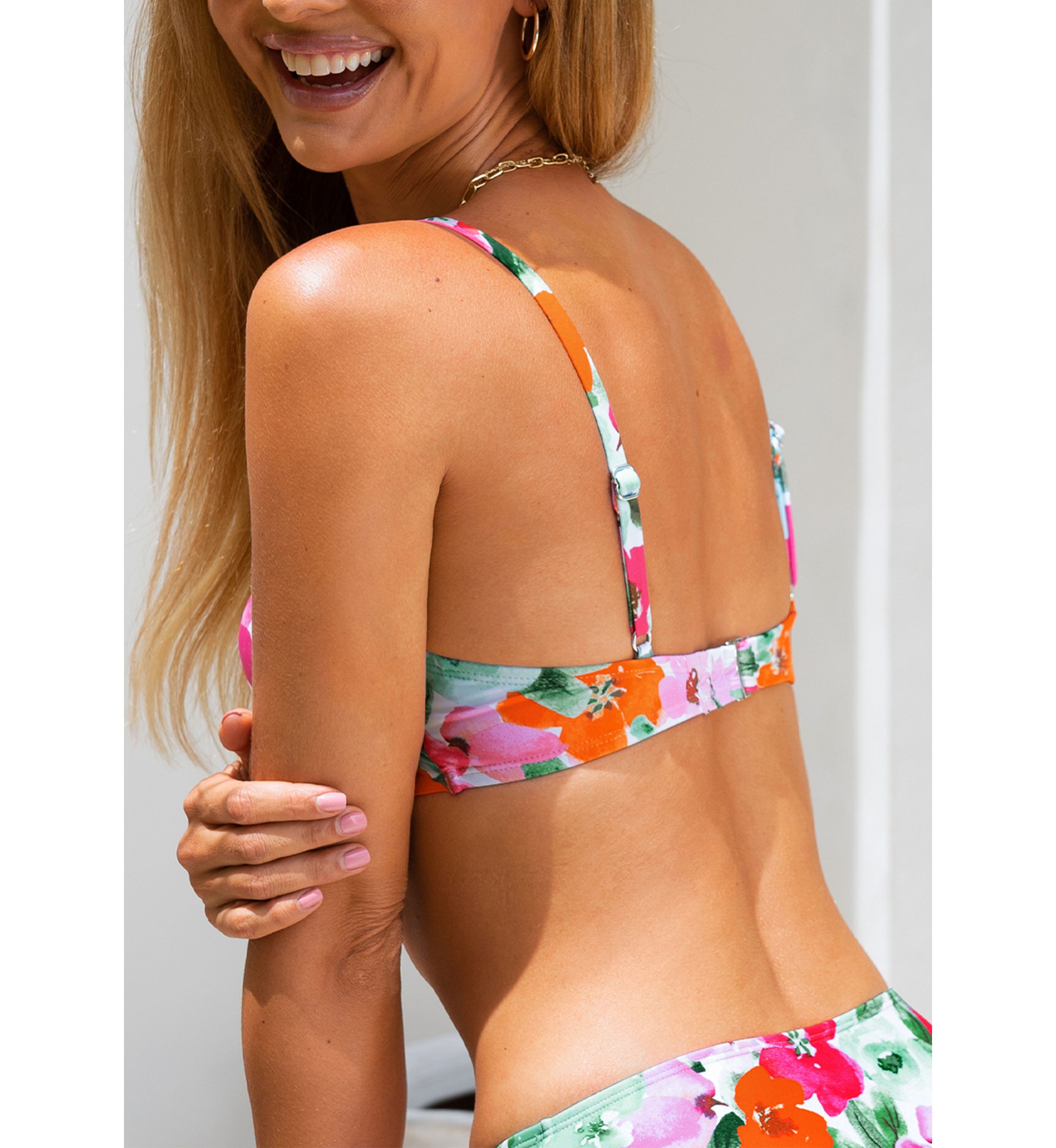 Floral Twist Front Bikini Swim Top