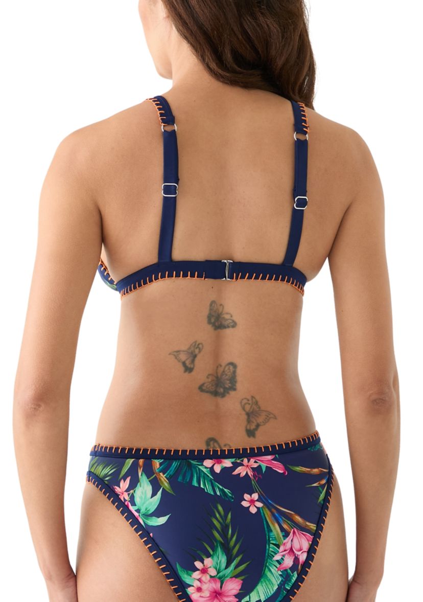 Shell Stitch Floral Triangle Swim Top