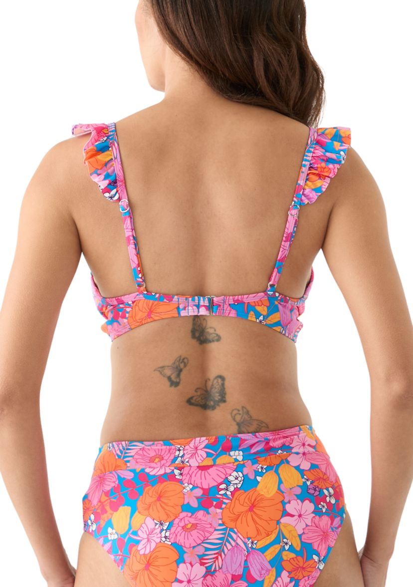 Floral Ruffle Swim Top 