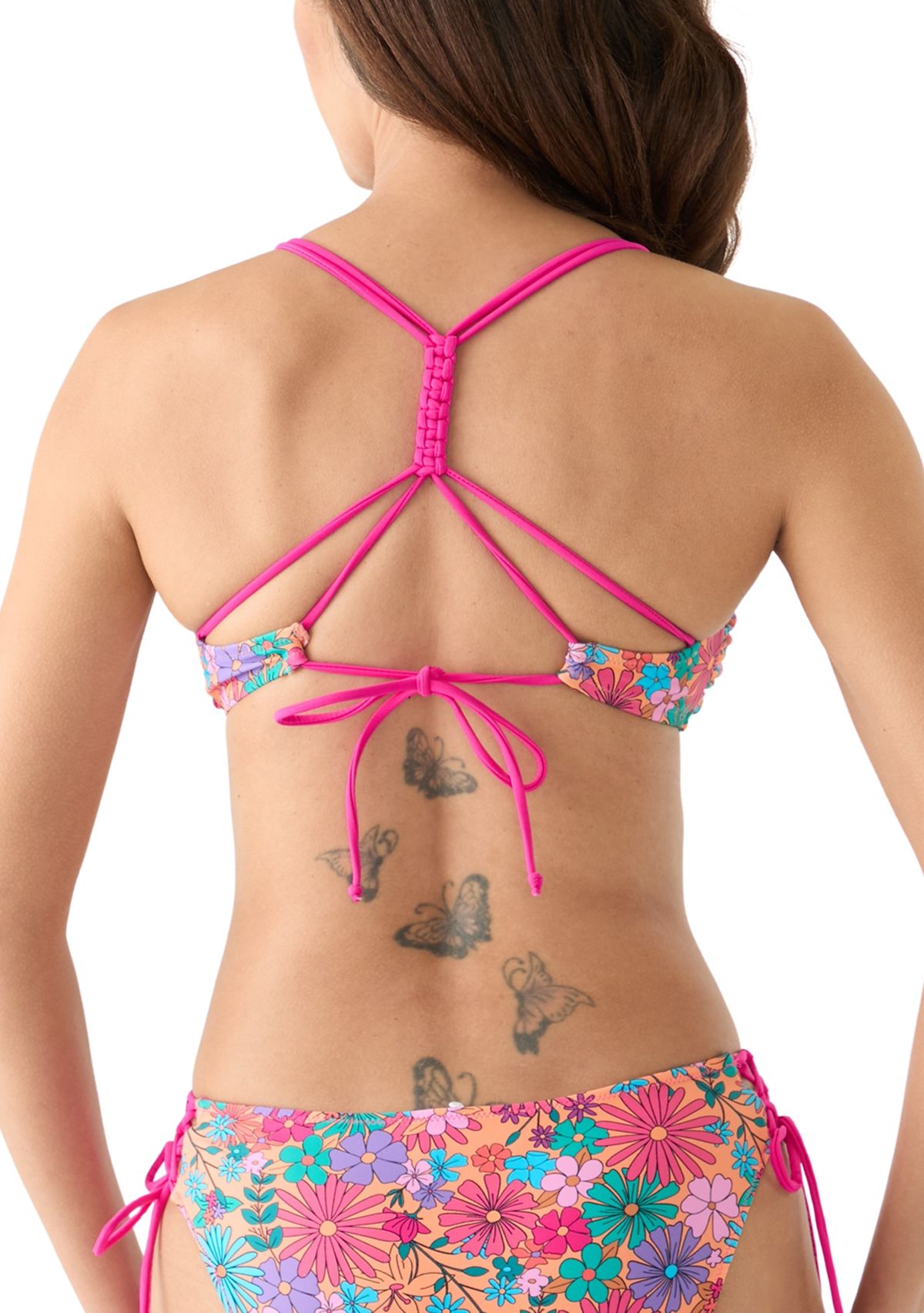 Bright Floral Scrunched Swim Top 