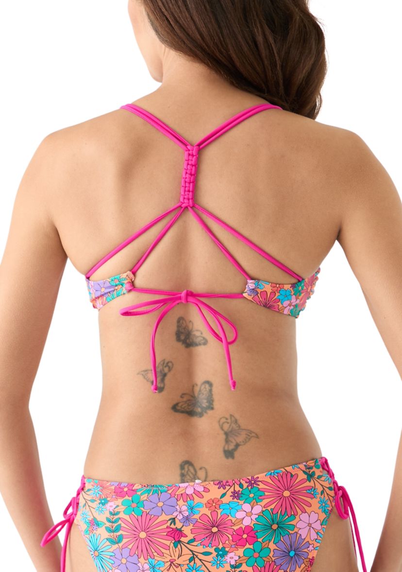 Bright Floral Scrunched Swim Top 