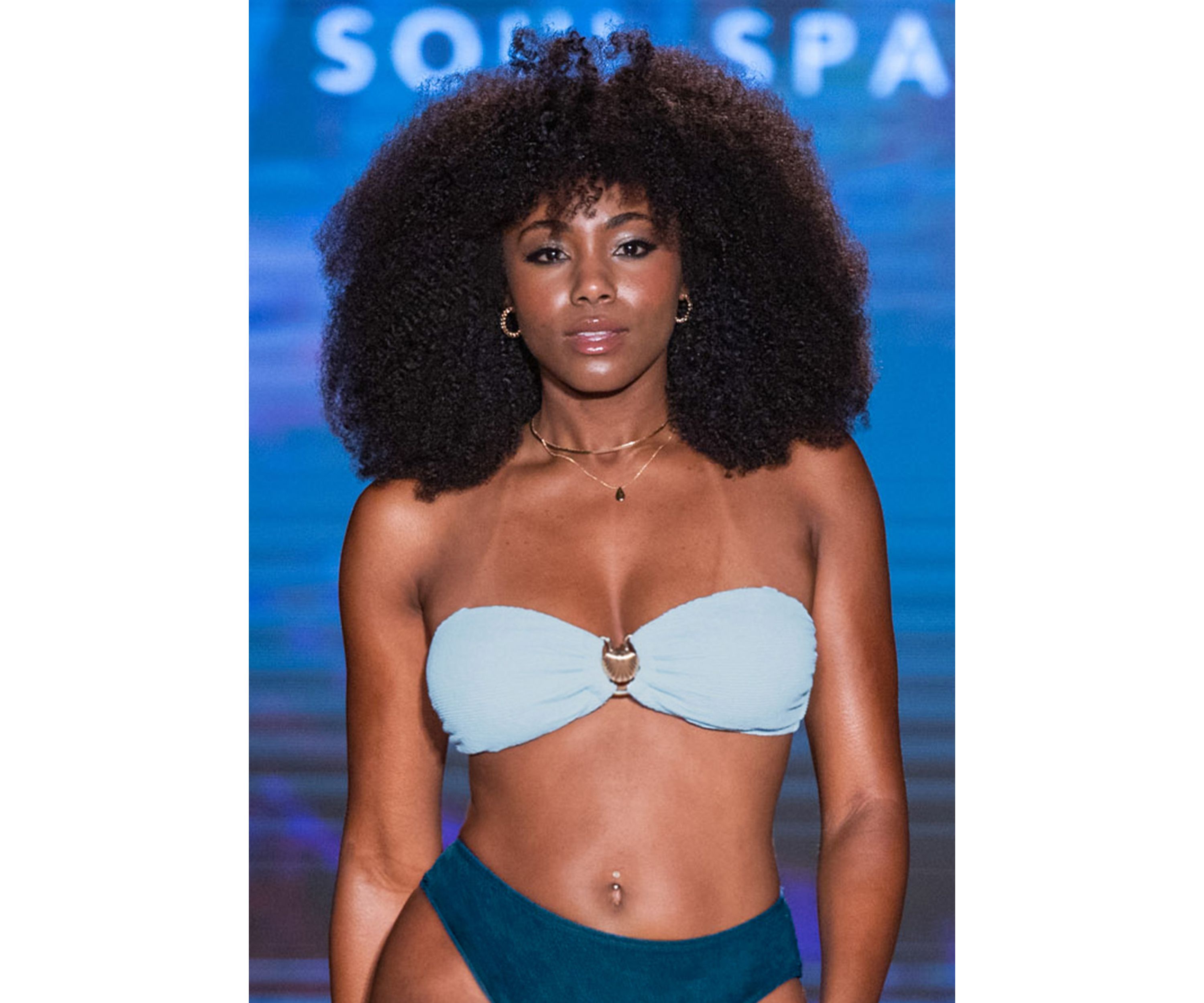 Solid Crinkle Bandeau Swim Bra 