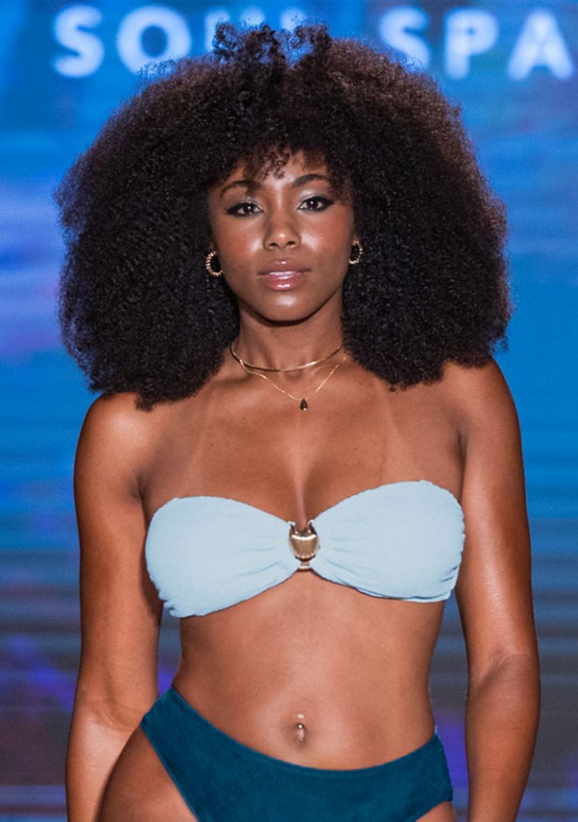 Solid Crinkle Bandeau Swim Bra 