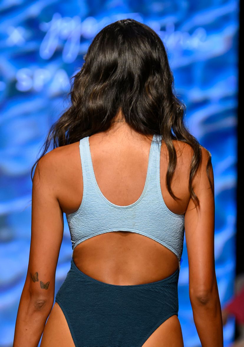 Solid Crinkle Bandeau Swim Bra 