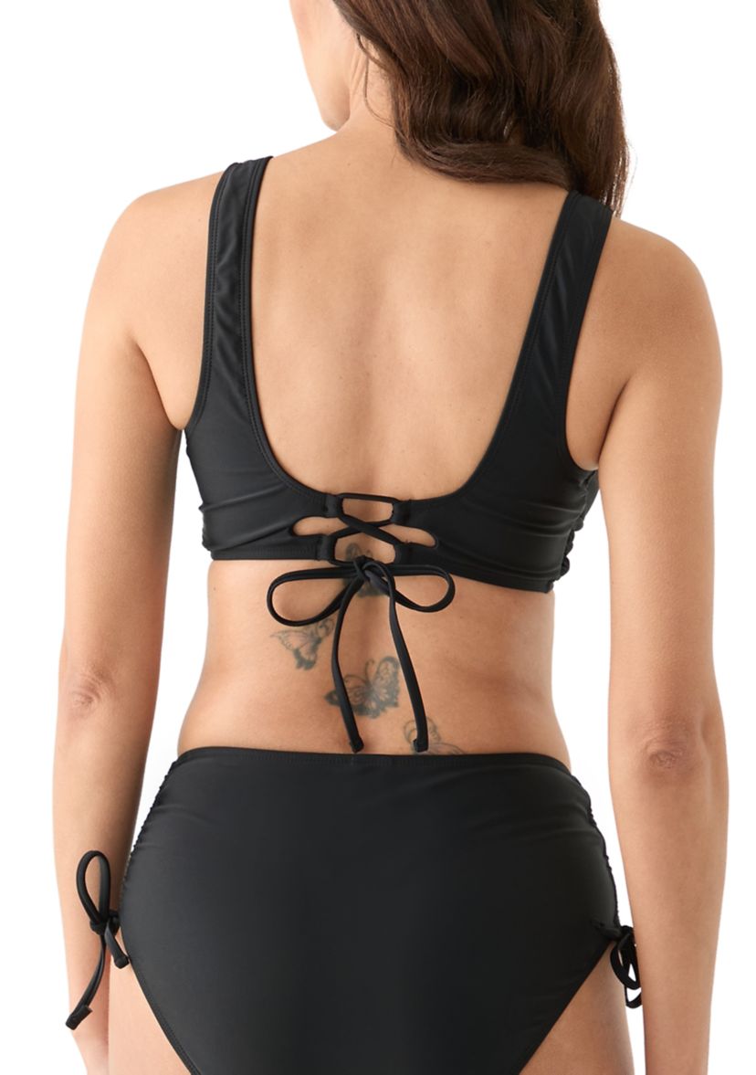 Womens Solid Wrap Front Bikini Swim Top