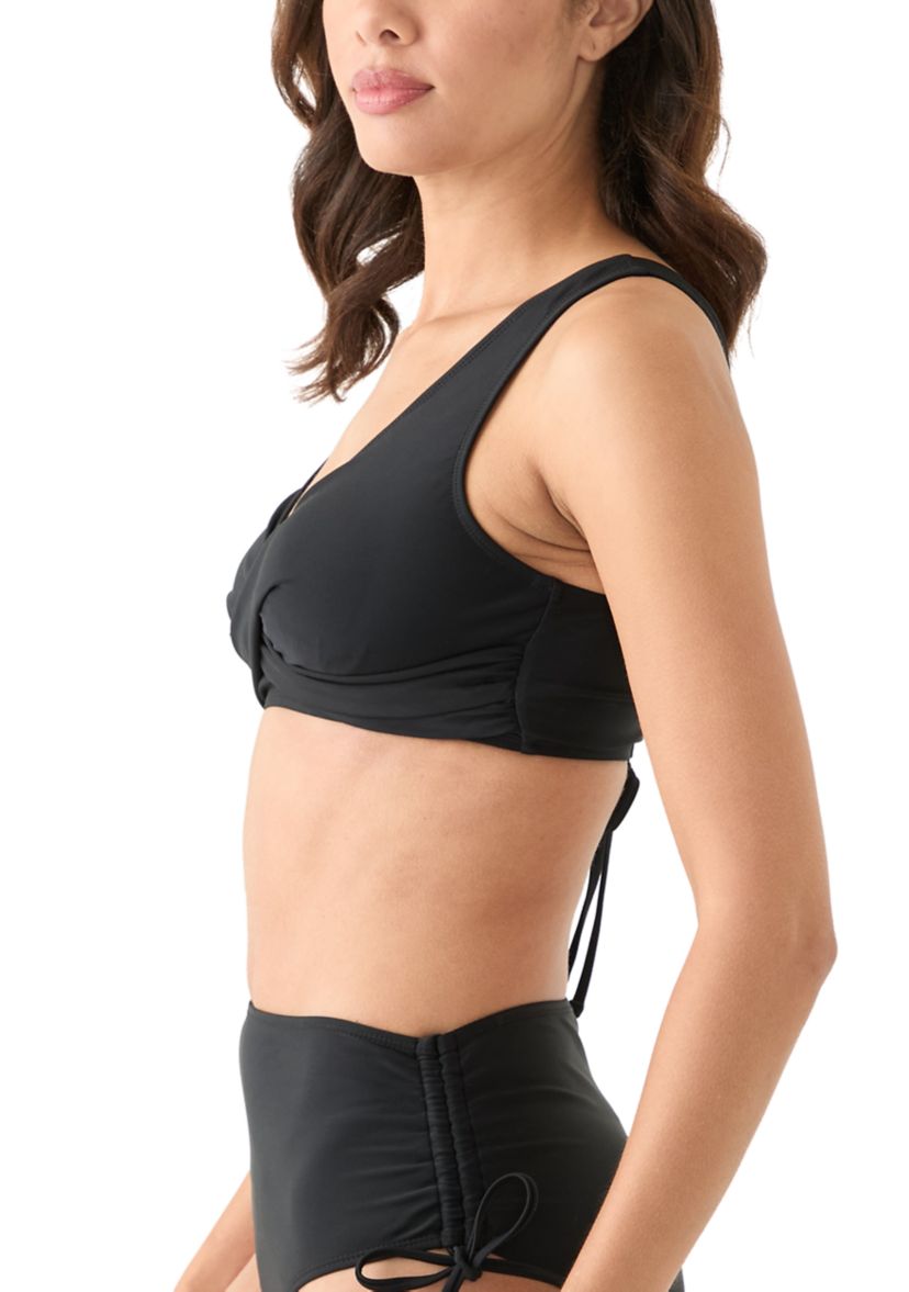 Womens Solid Wrap Front Bikini Swim Top
