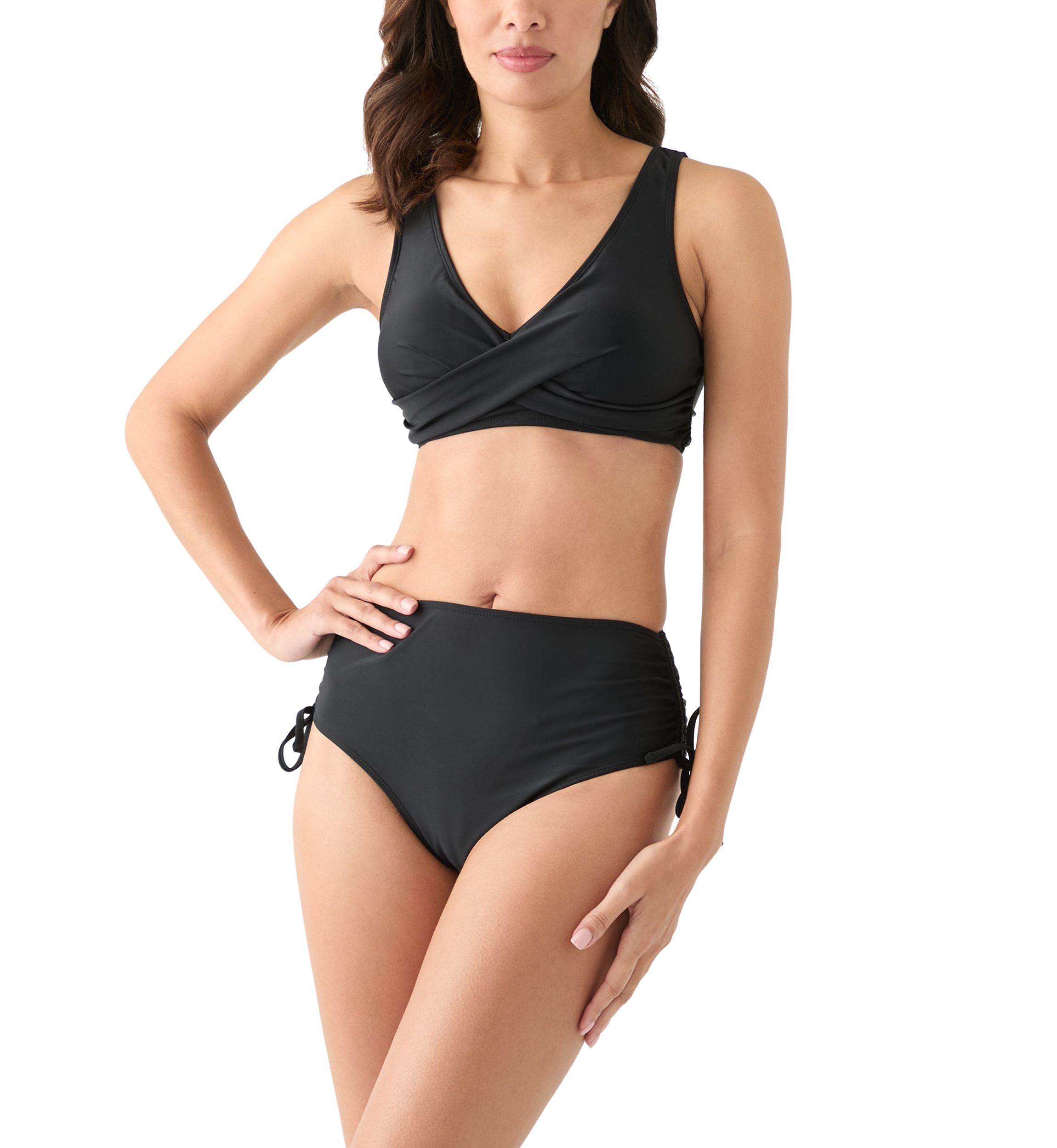 Womens Solid Wrap Front Bikini Swim Top