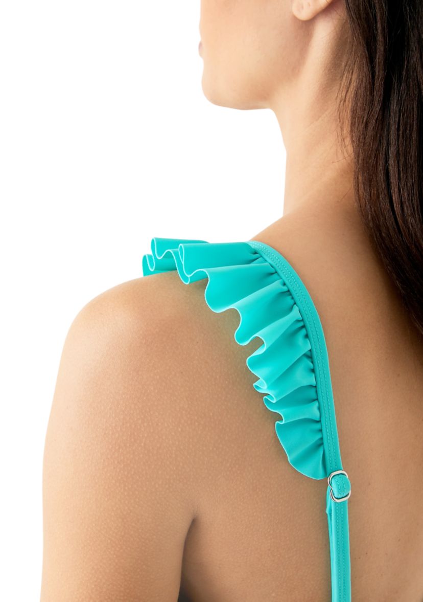 Ruffle Sleeve Banded Swim Top