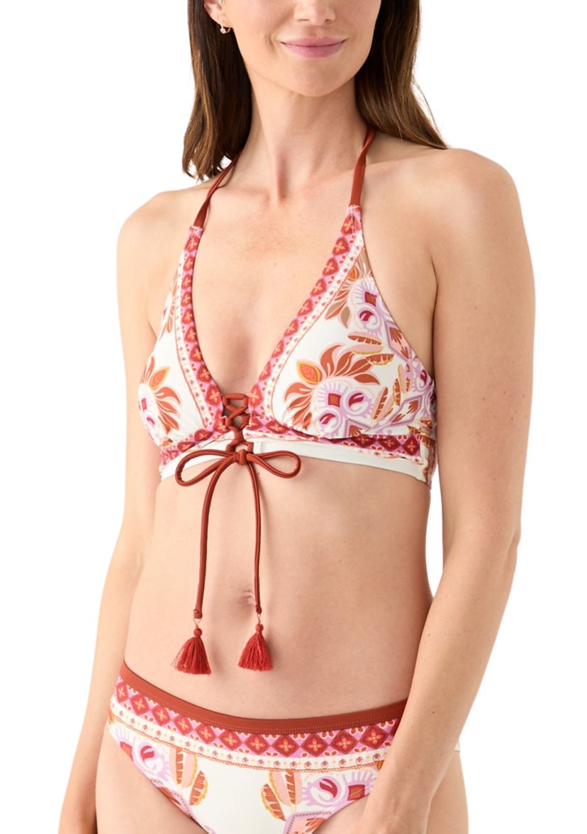 Paisley Longline Banded Bikini Top