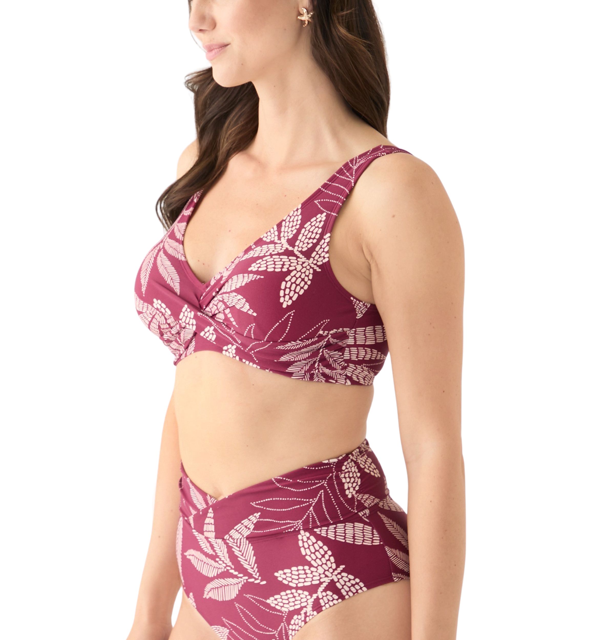 Dotted Leaves Printed Swim Top 
