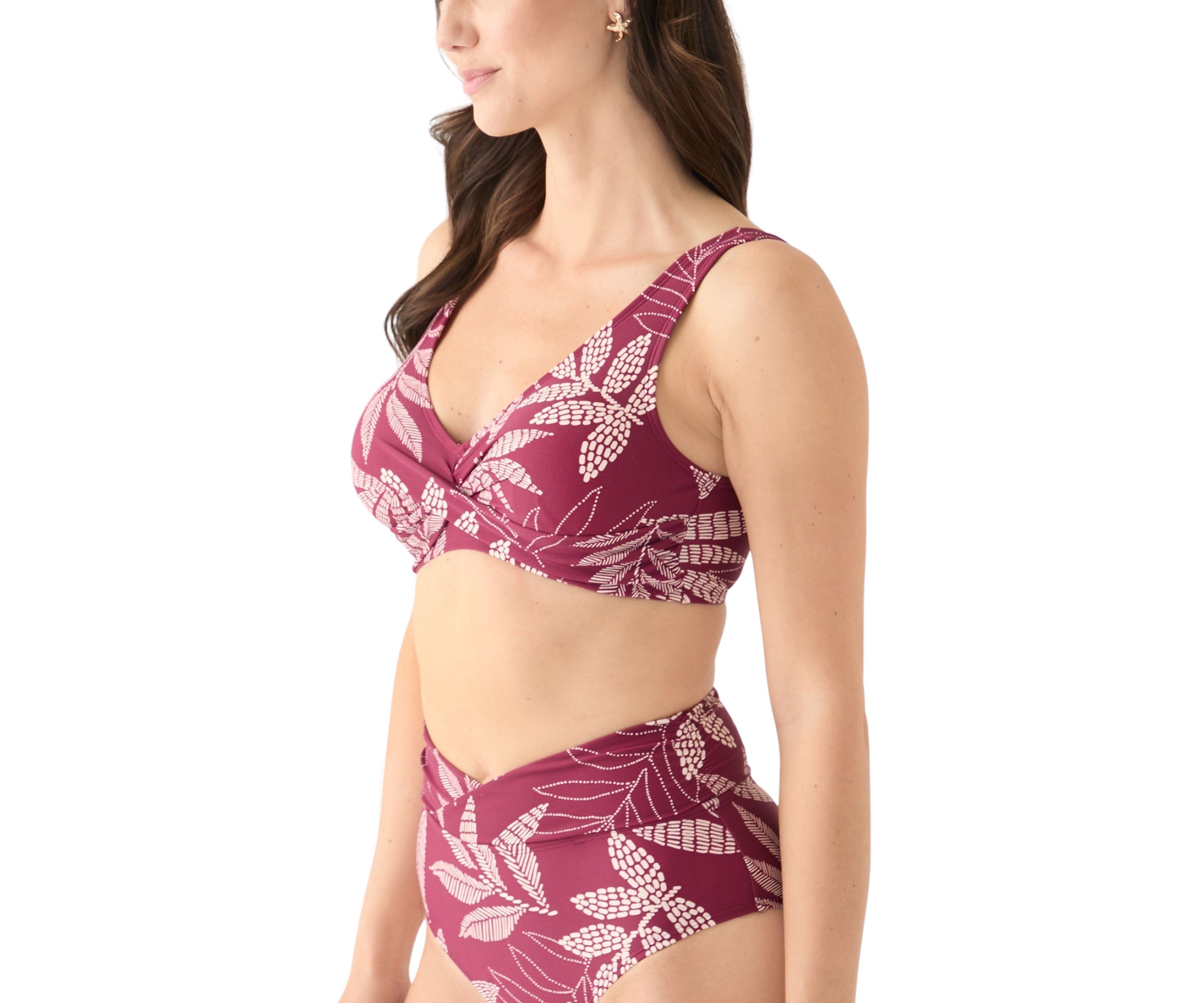 Dotted Leaves Printed Swim Top 