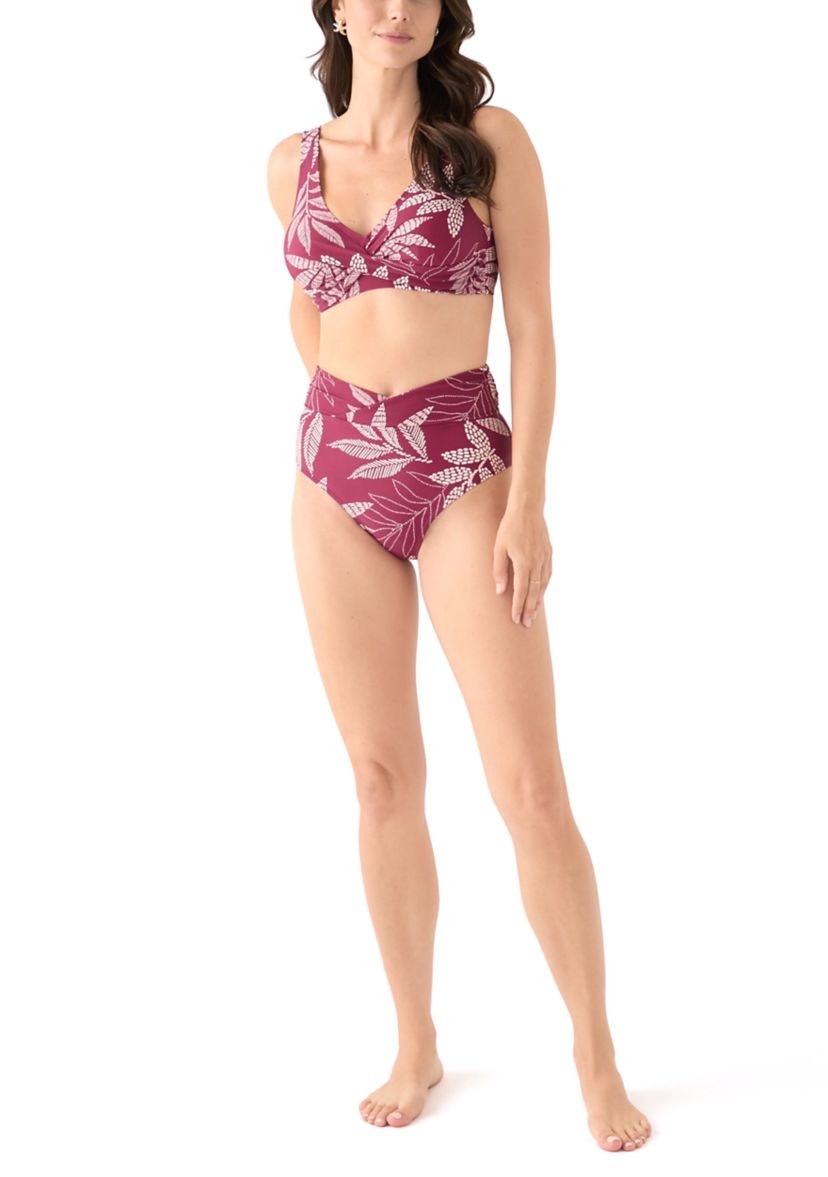 Dotted Leaves Printed Swim Top 