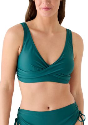 Cupshe Women's Wrap Front Bikini Top, Green, Large