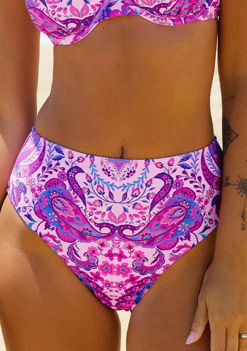 Paisley High Rise Brief Swim Bottoms