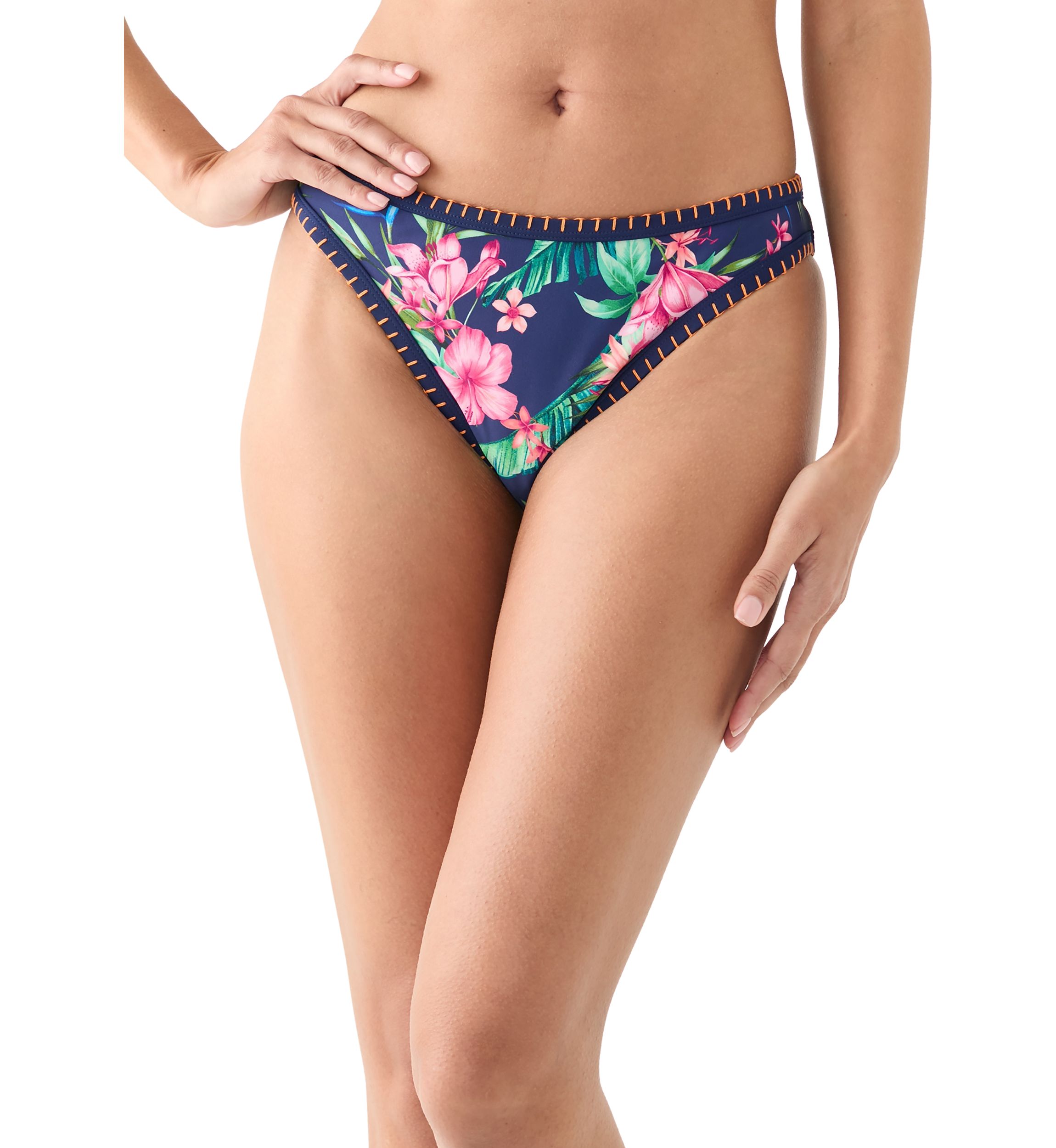 Shell Stitch Floral Mid Rise Swim Bottoms