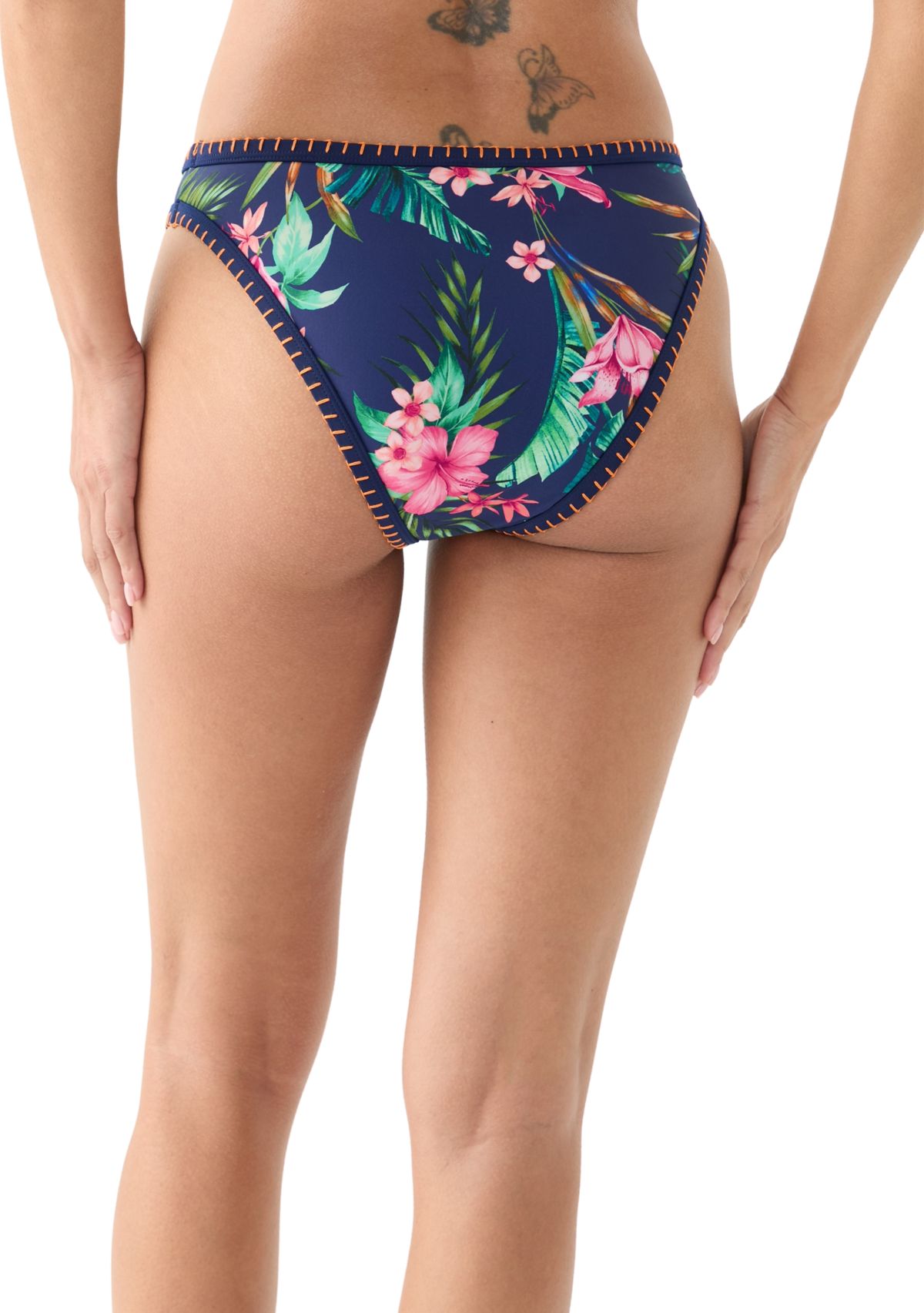 Shell Stitch Floral Mid Rise Swim Bottoms