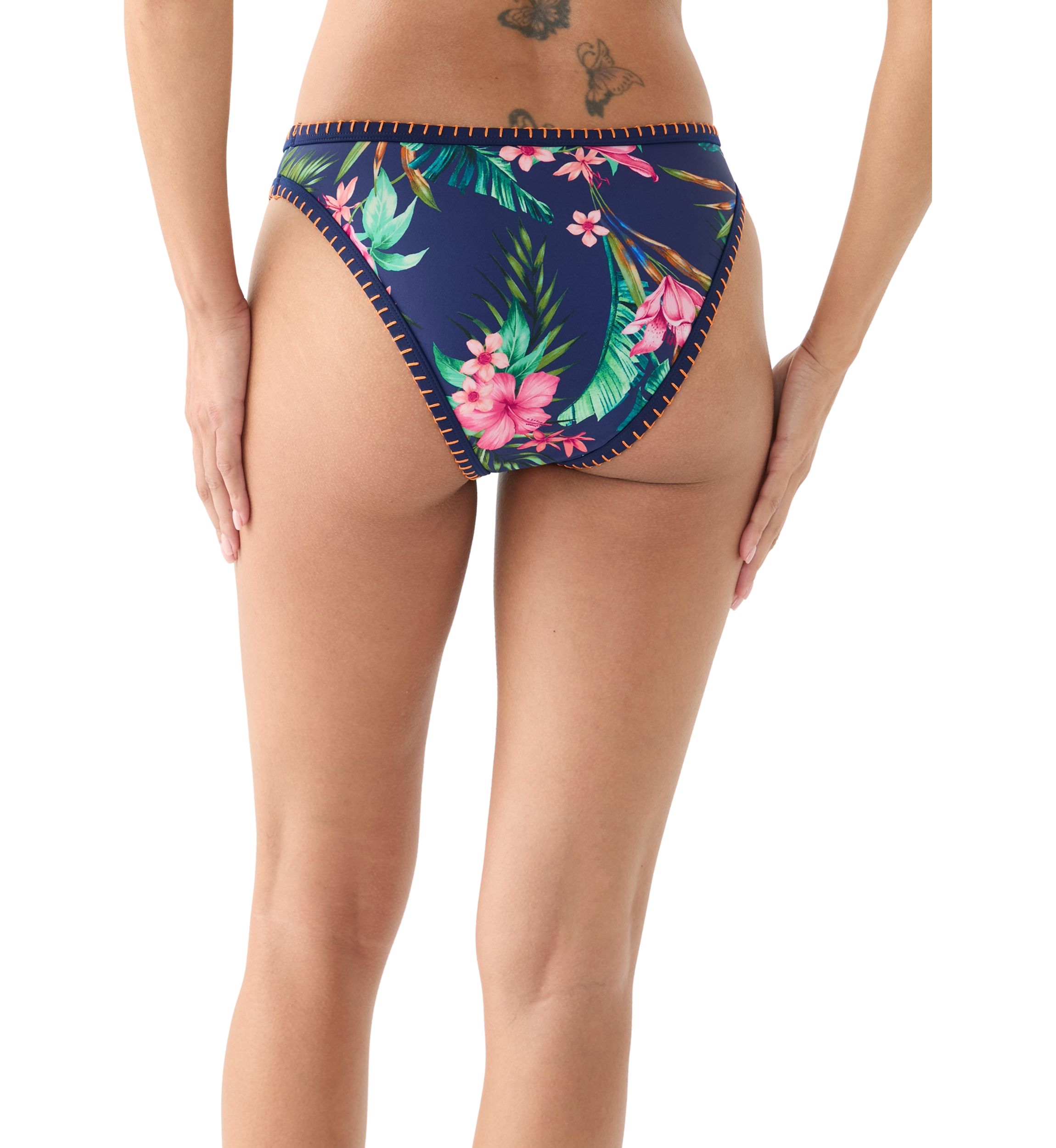 Shell Stitch Floral Mid Rise Swim Bottoms