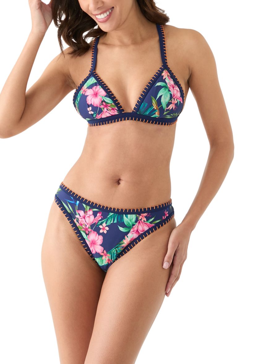 Shell Stitch Floral Mid Rise Swim Bottoms
