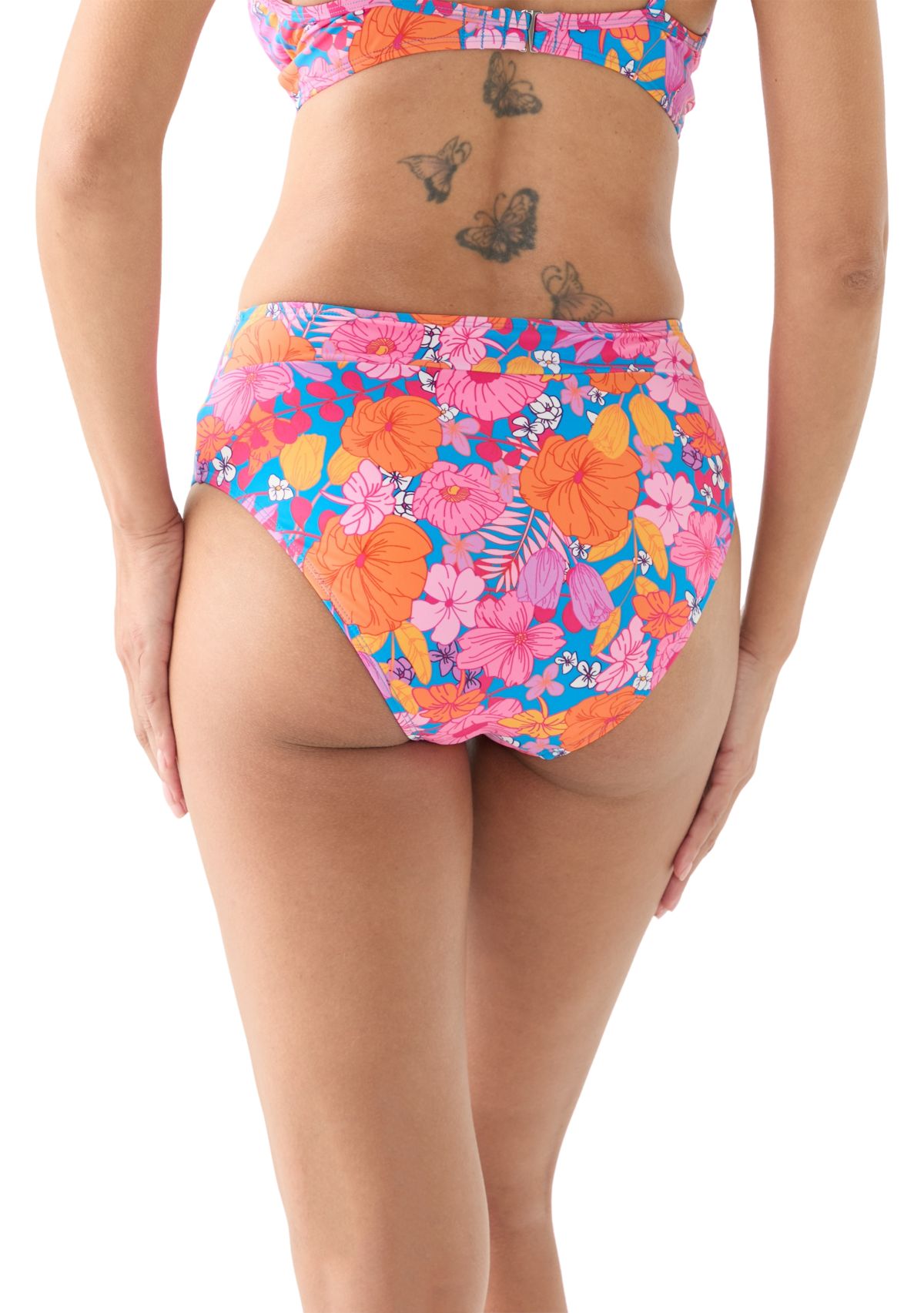 Floral Banded High Rise Brief Swim Bottoms