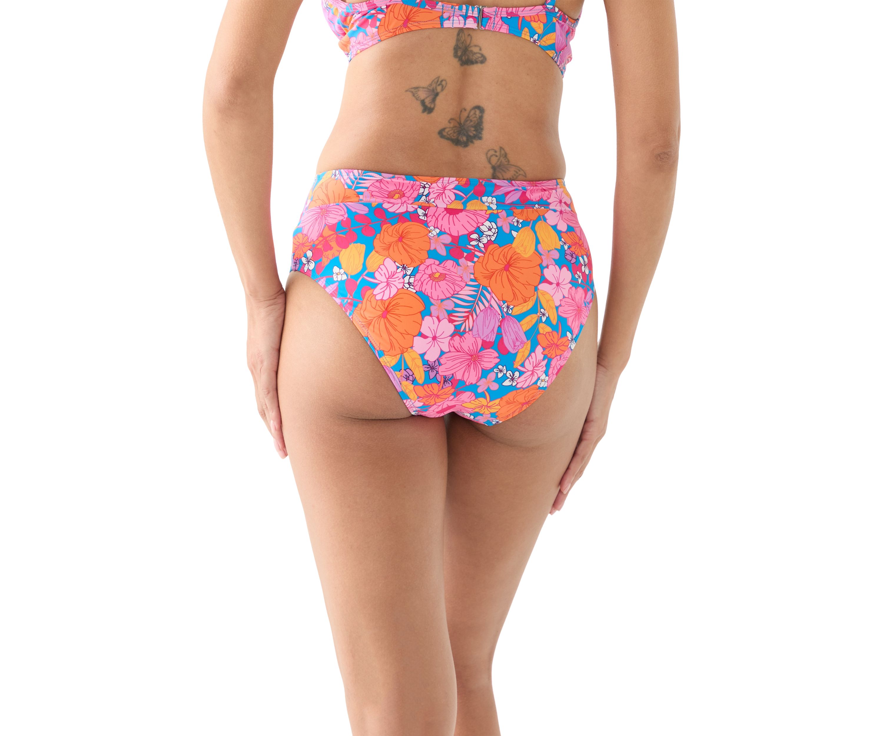 Floral Banded High Rise Brief Swim Bottoms
