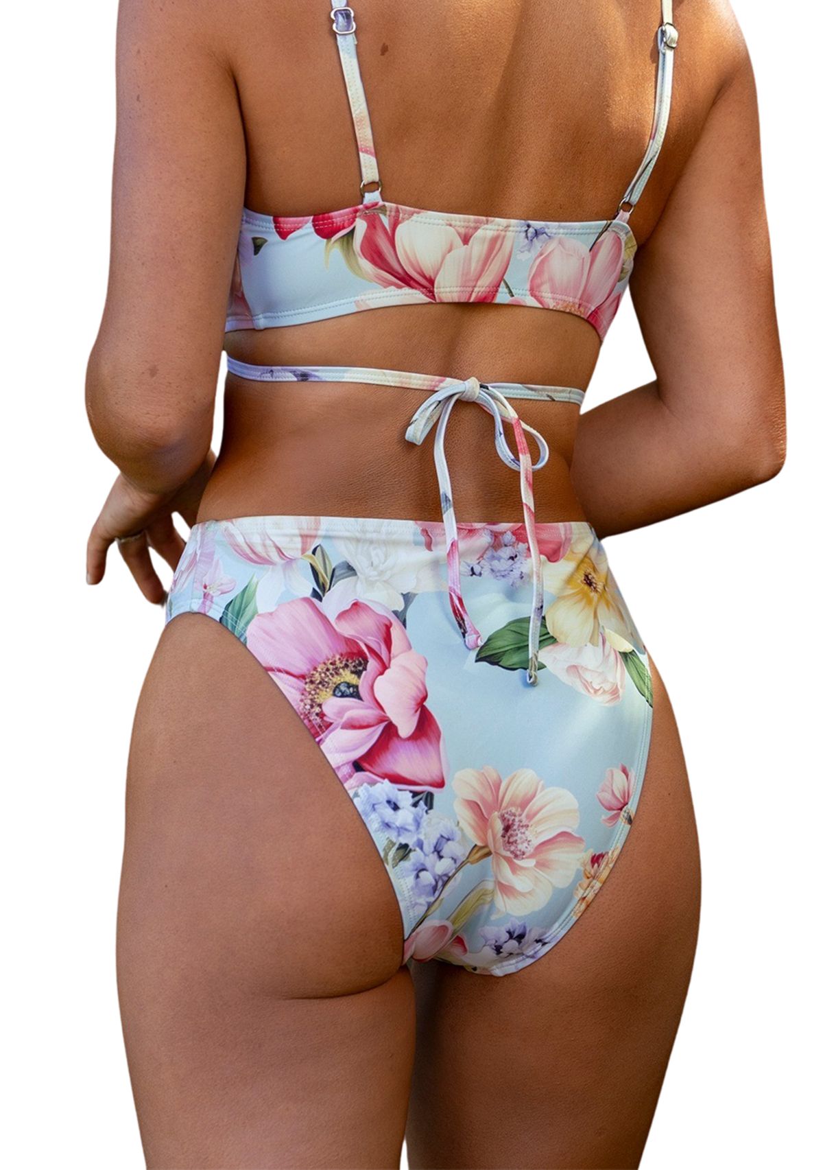 Floral High Rise High Leg Swim Briefs