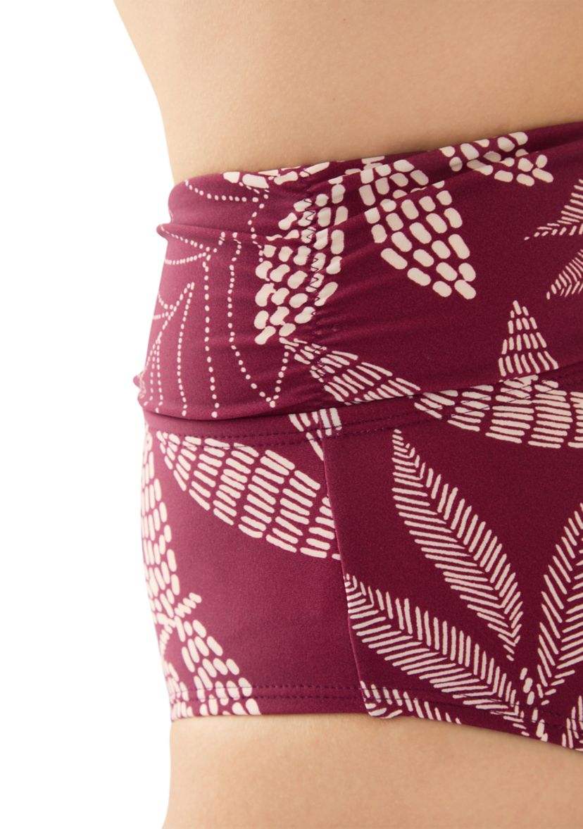 Dotted Tropical Leaves Overlap High Waisted Swim Bottoms 