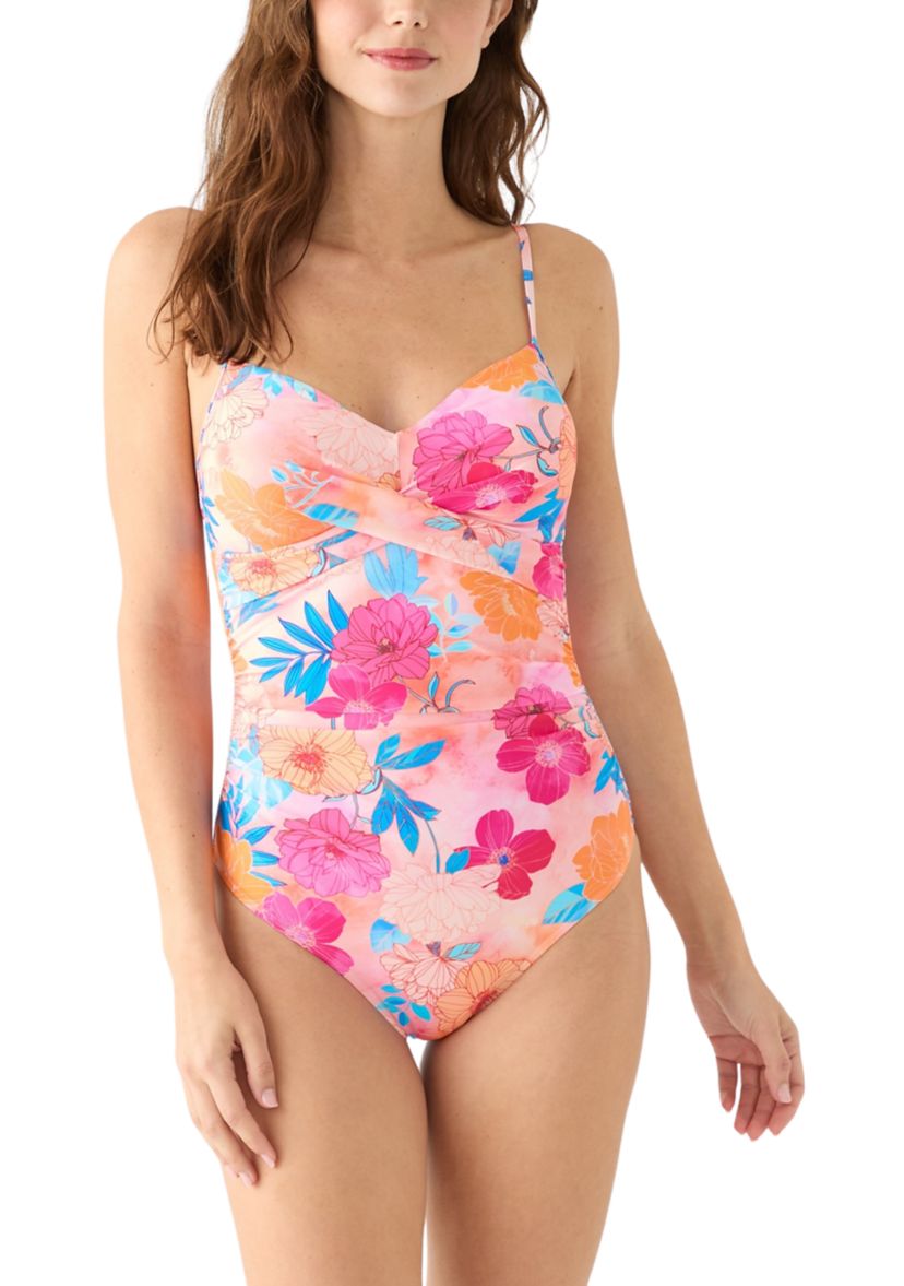 Floral Wrap Front Shirred Mio Swimsuit
