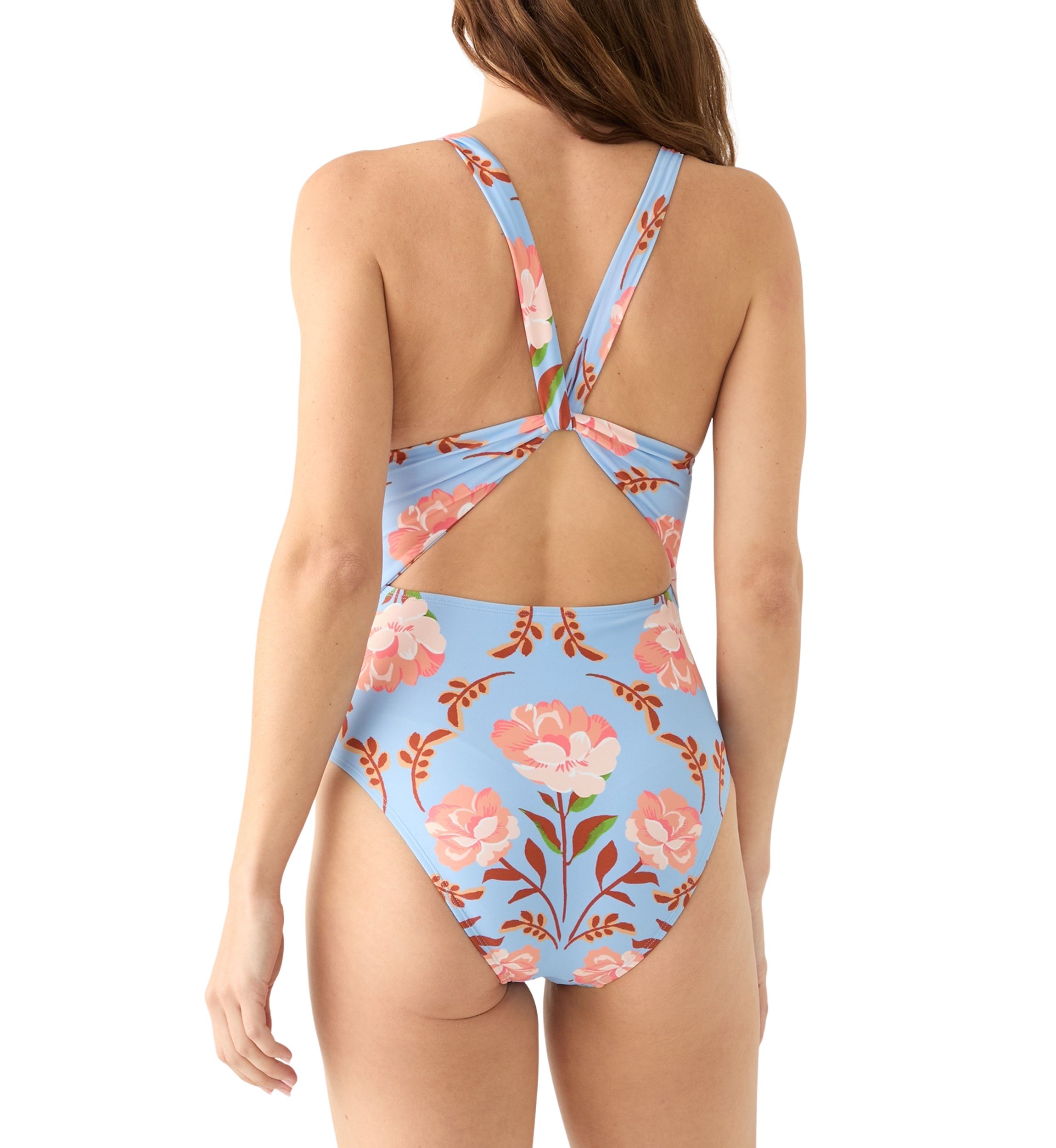 Floral Printed Braided Strap Swimsuit 