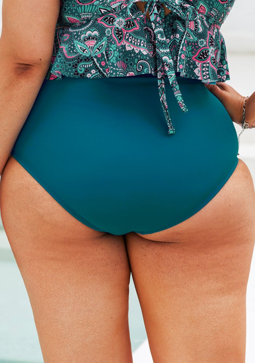 Plus Size High Waist Solid Swim Bottoms