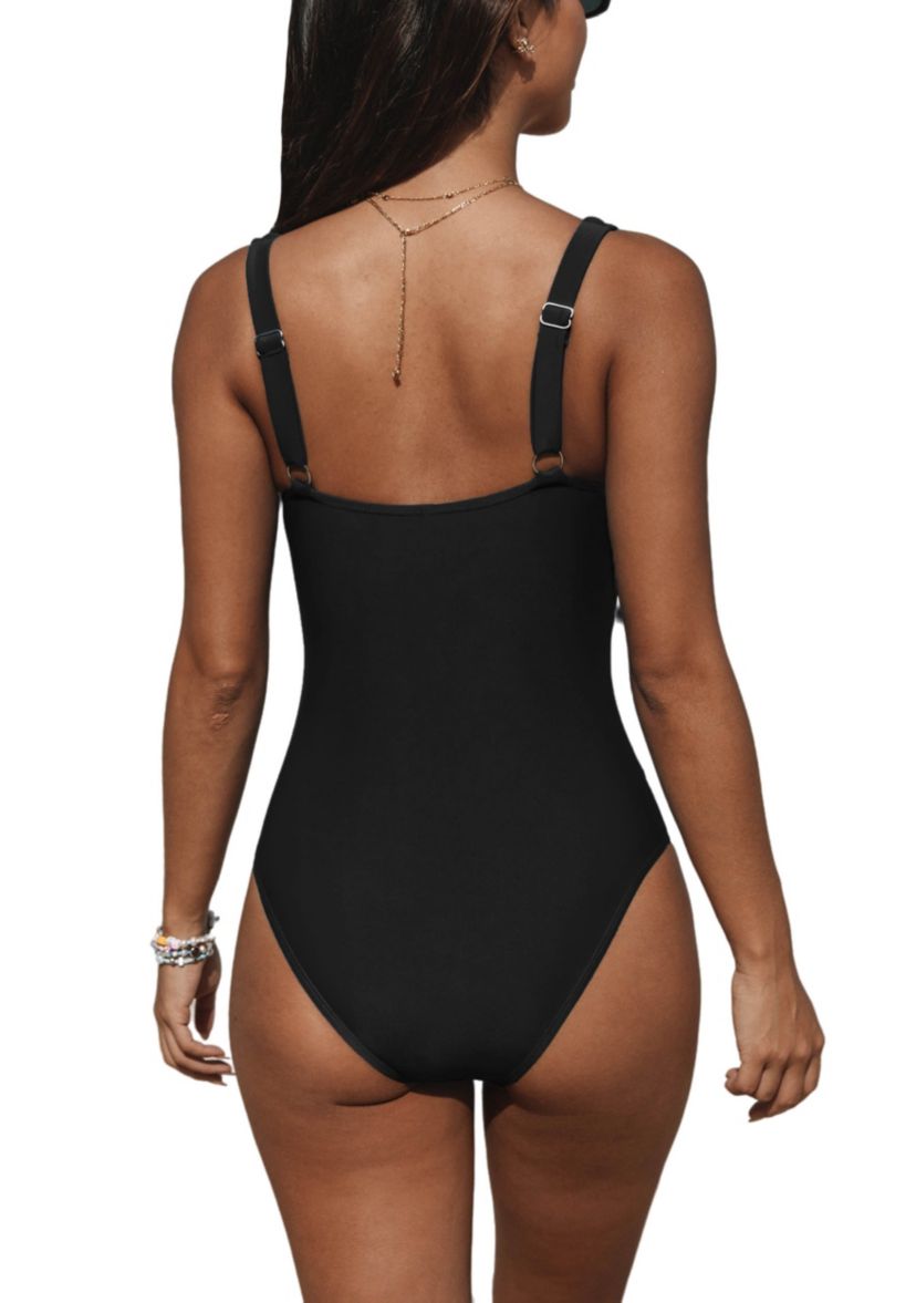 Womens Paneling Square Neck One Piece Swimsuit