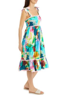 Women's Abstract Garden Print Midi Dress