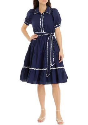 Women's Midi Dress with Ric Rac Trim