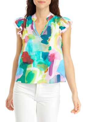 Women's Abstract Garden Print Top