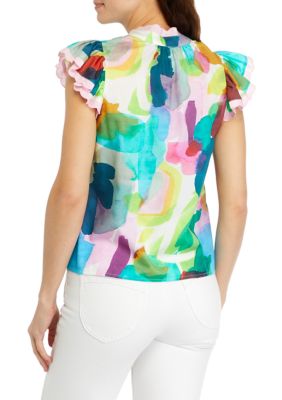 Women's Abstract Garden Print Top