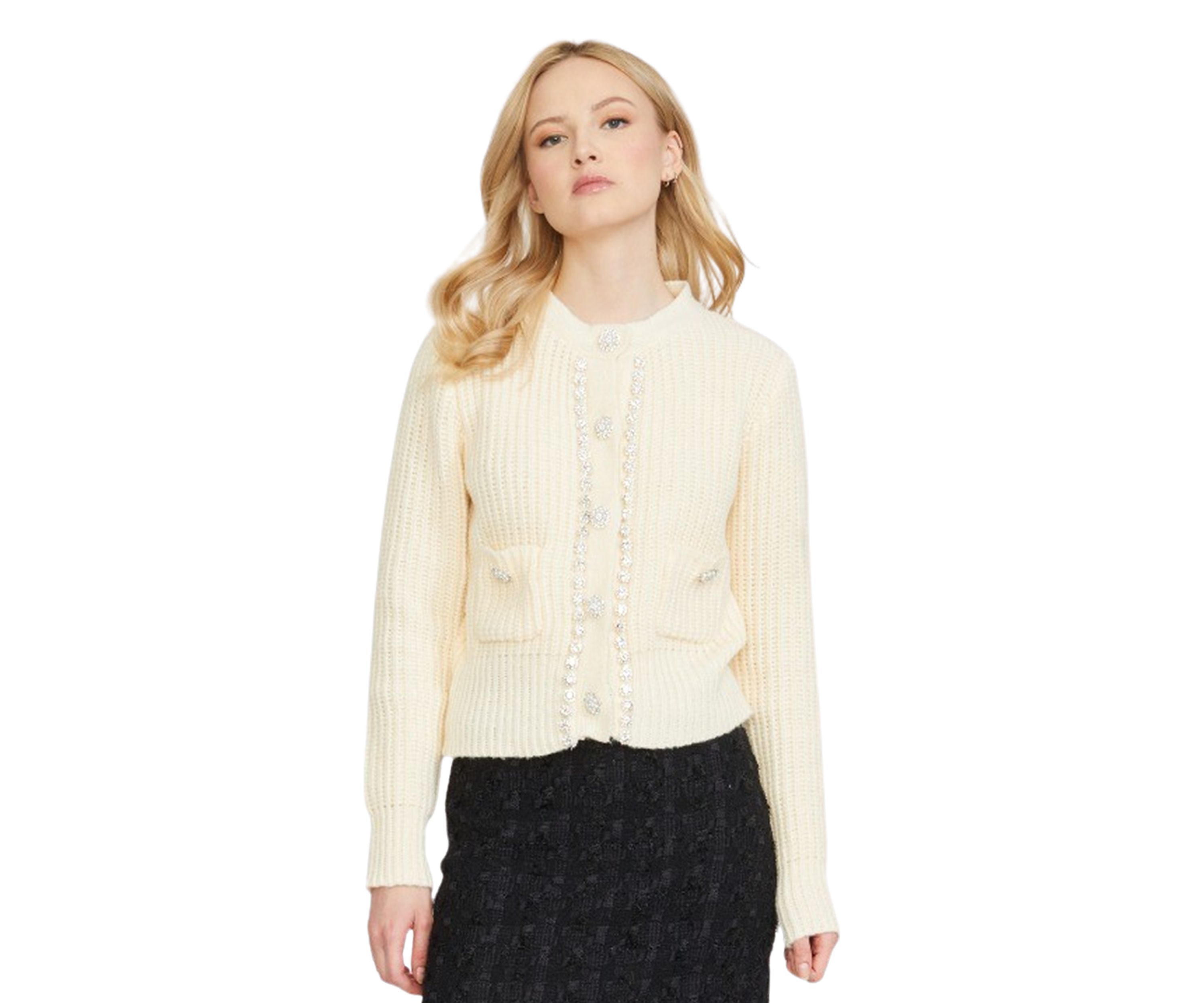 Womens Jewel Trimmed Cardigan