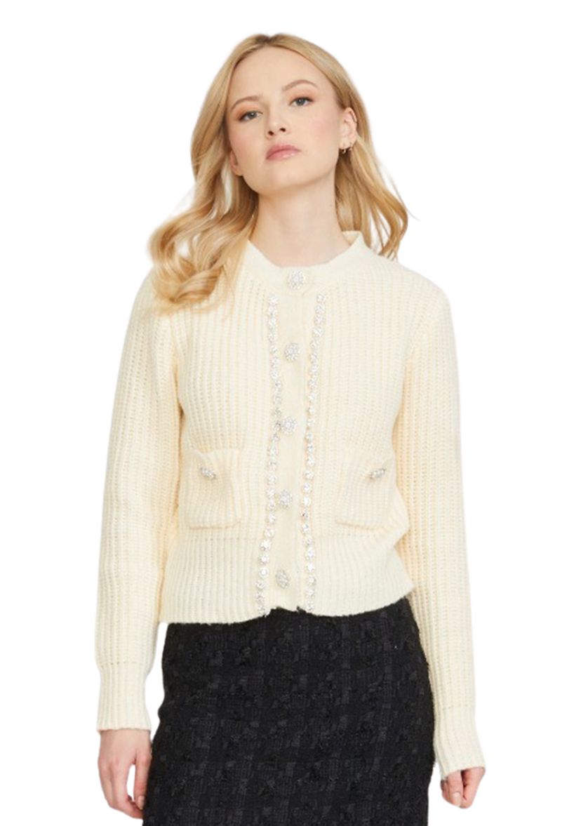 Womens Jewel Trimmed Cardigan