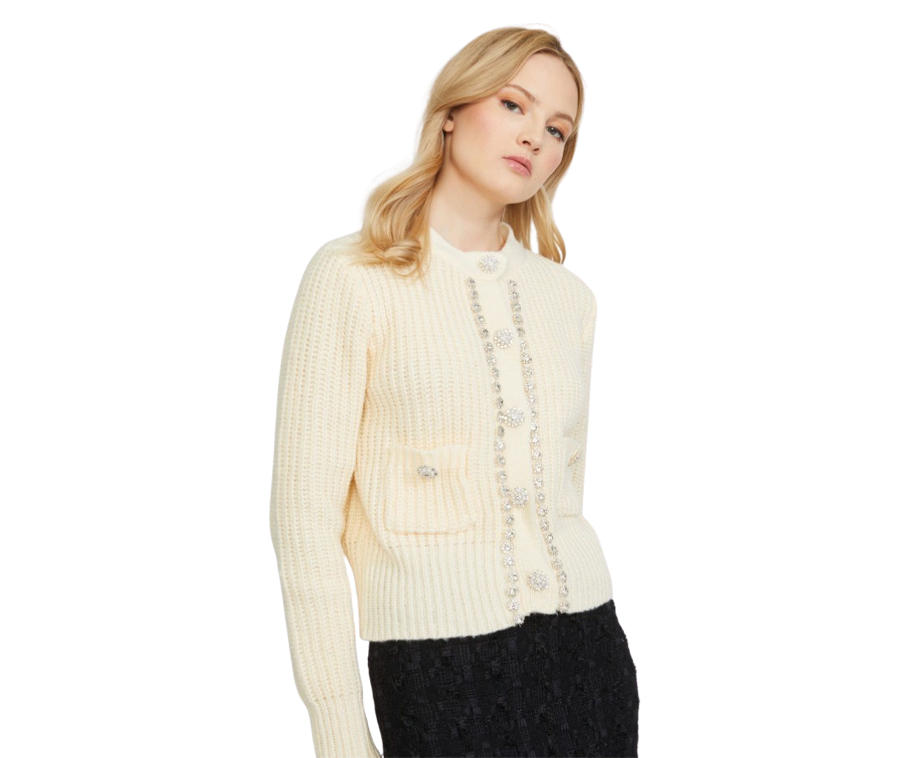 Womens Jewel Trimmed Cardigan