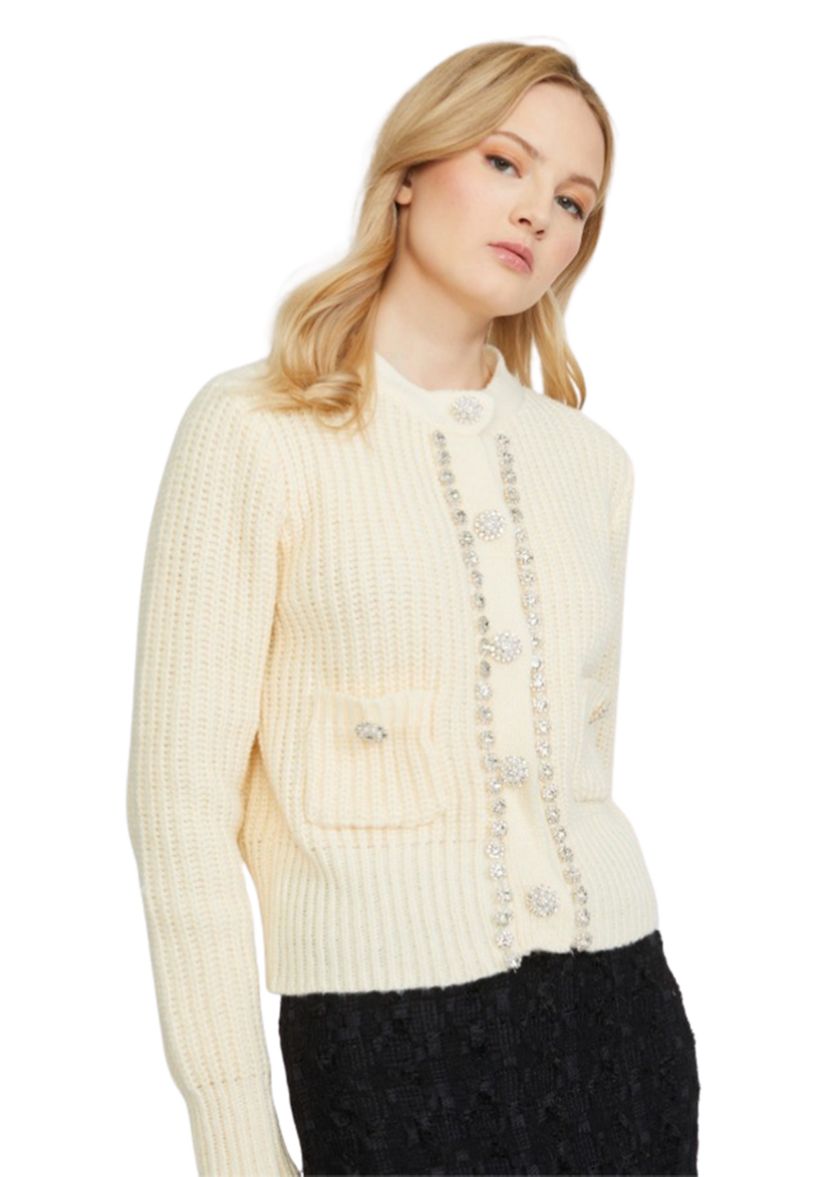 Womens Jewel Trimmed Cardigan