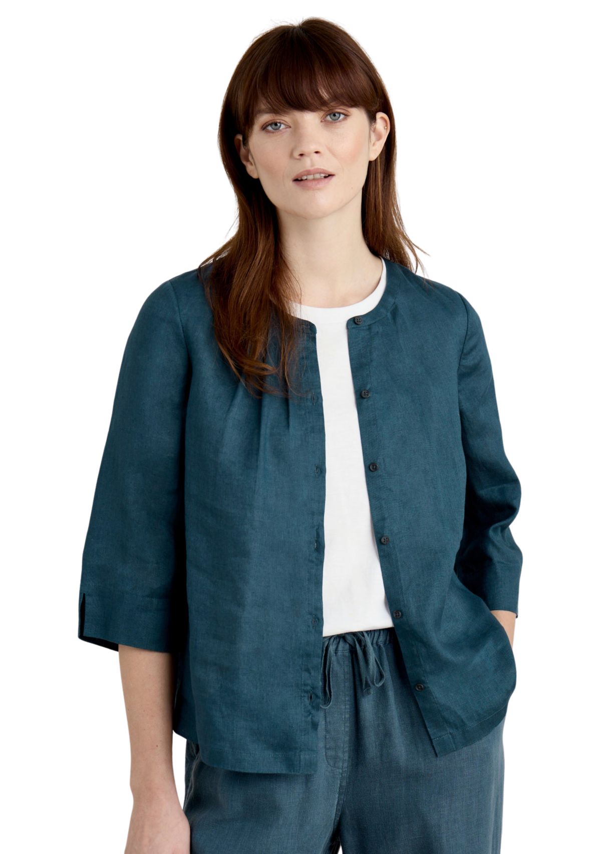 Womens Wild Fennel Button Through Linen Top
