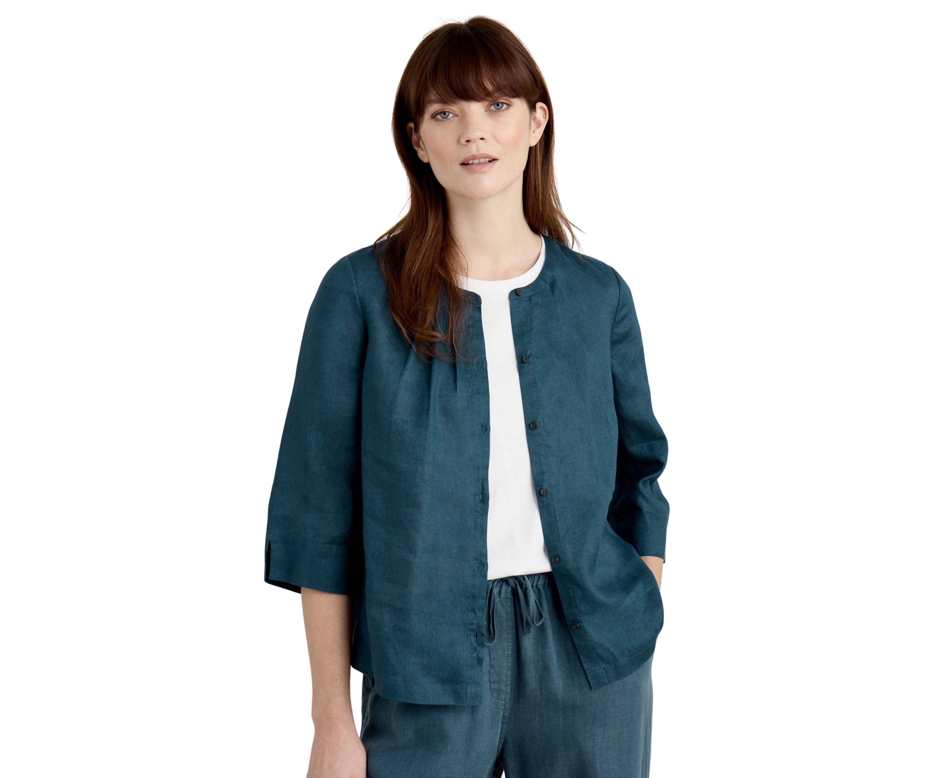Womens Wild Fennel Button Through Linen Top