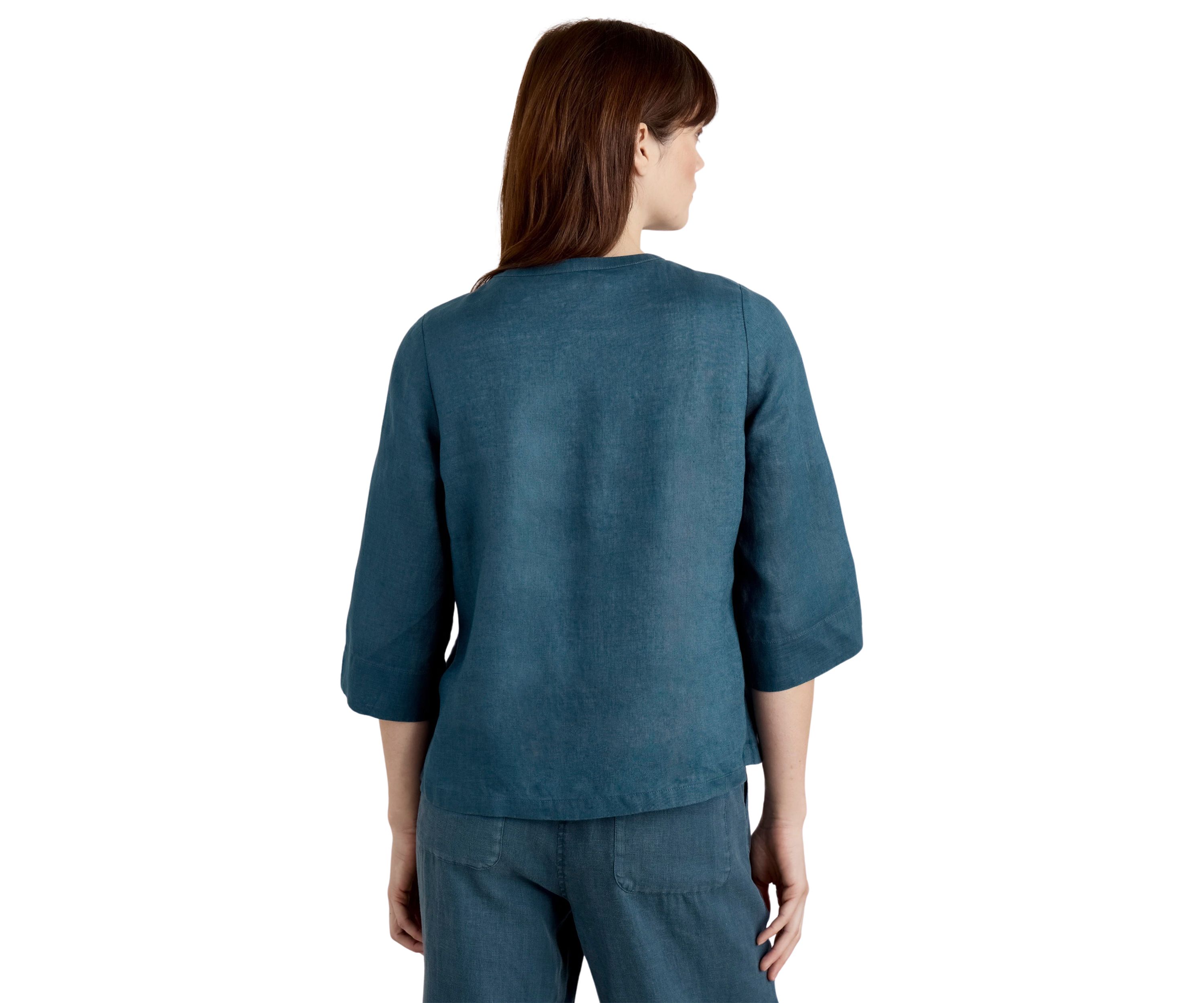 Womens Wild Fennel Button Through Linen Top