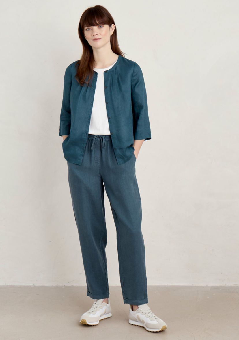 Womens Wild Fennel Button Through Linen Top
